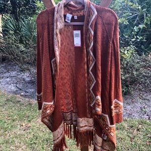 NWT OhMG size S detailed cardigan brwn w/org tint